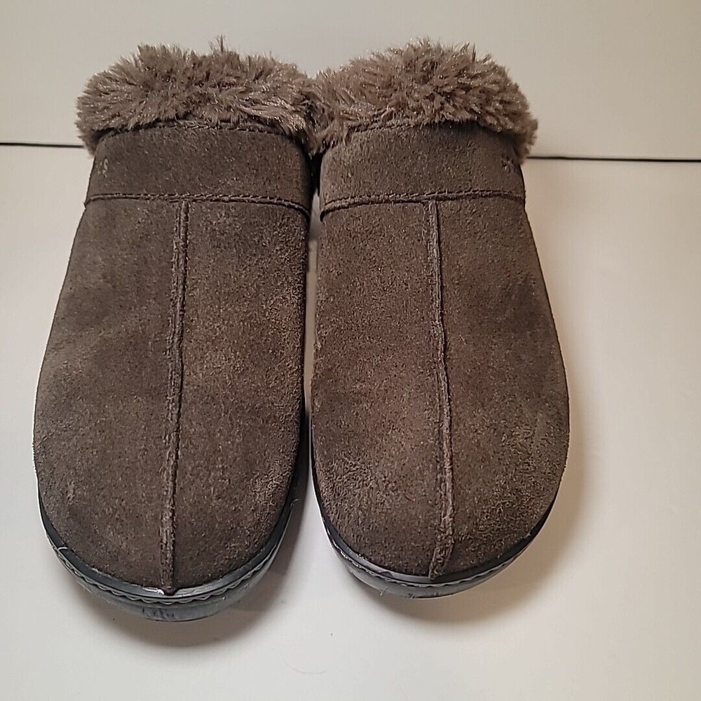 Crocs Women's Cobbler Mule Clogs Size 8 Brown Suede Faux Fur Wedge Heel 11602 - Picture 6 of 6